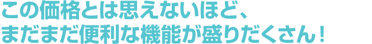 この価格とは思えないほど、まだまだ便利な機能が盛りだくさん！